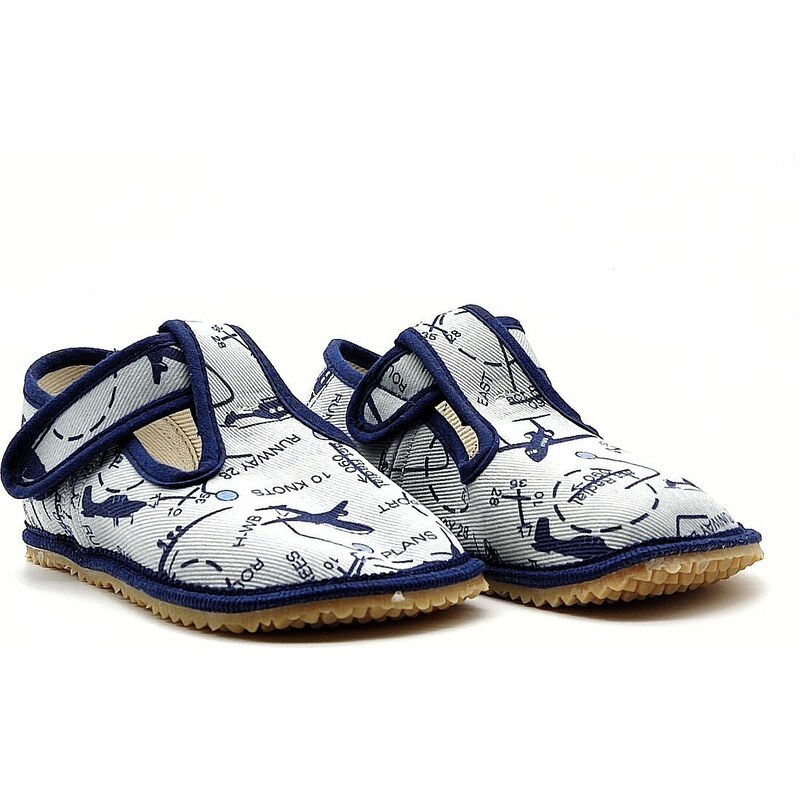 Barefoot papučky BEDA ŠEDÉ LIETADLÁ BF 060010/W 46771524