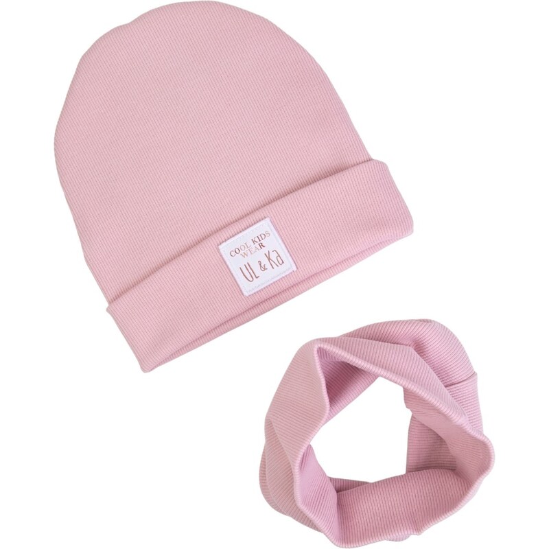 Čiapka a nákrčník UL&KA Bledo ružová 46771529