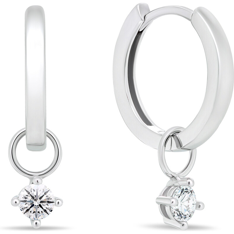 Brilio Silver Strieborné náušnice kruhy s príveskami 2v1 EA494W 66590053