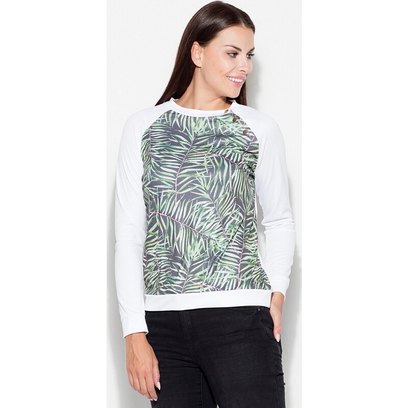 KATRUS Mikina s tropickými listami a zlatými cvočkami K405 Pattern 19 5751699