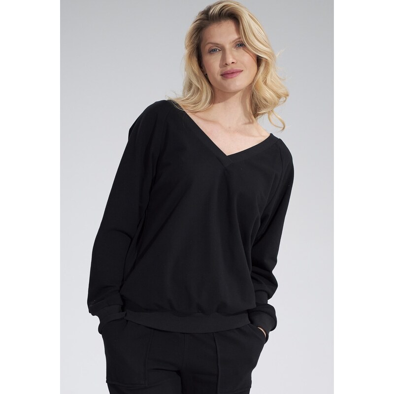 FIGL Čierna mikina na chrbte na sťahovanie M799 Black 32887286