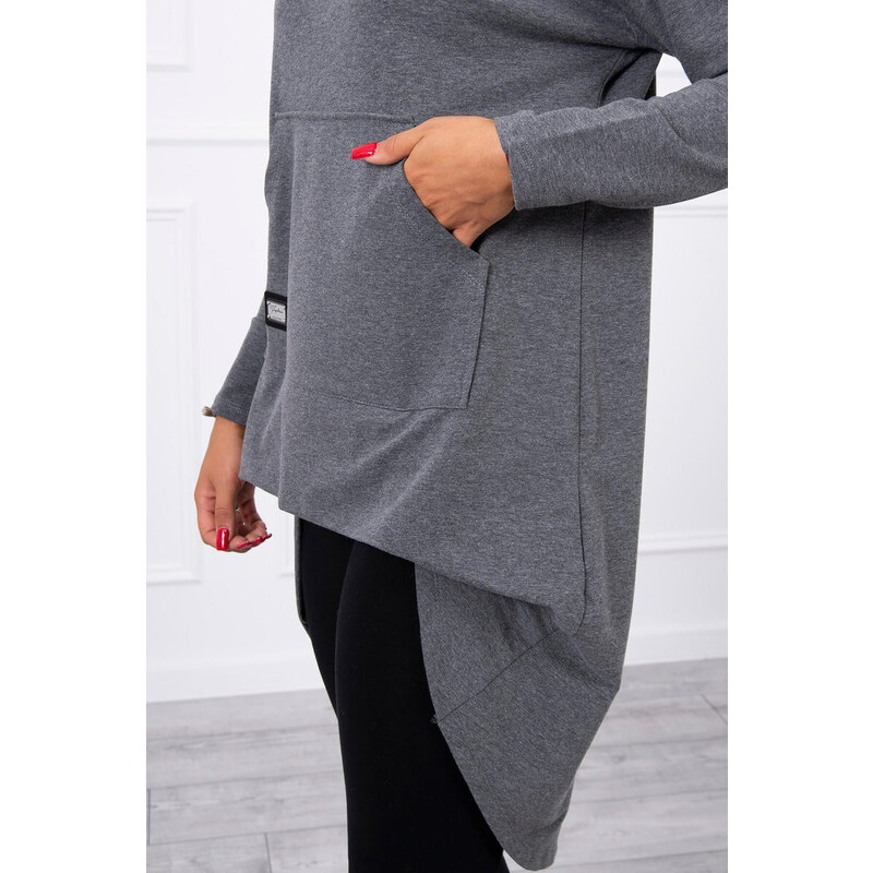 K-Fashion Mikina s kapucňou s dlhým chrbtom v grafitovej farbe 44559519