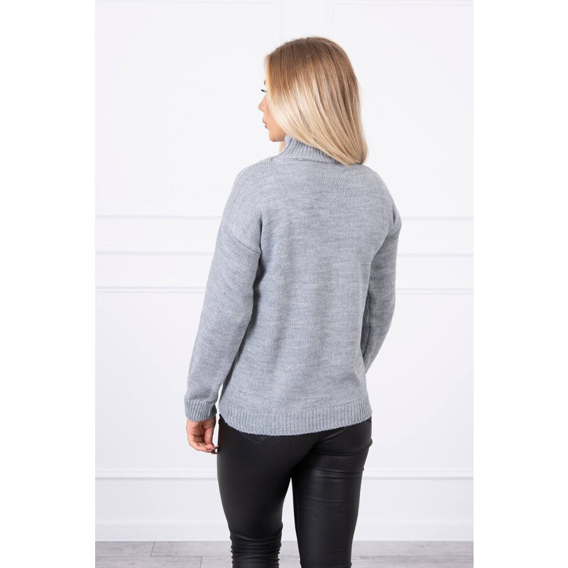 K-Fashion Polovičný sveter s rolákom sivý 44559630