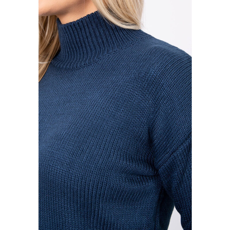 K-Fashion Polovičný sveter s rolákom tmavo modrý 44559634