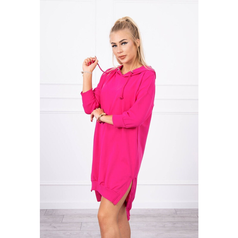 K-Fashion Šaty s kapucňou a dlhším chrbtom fuchsiovej farby 49758892