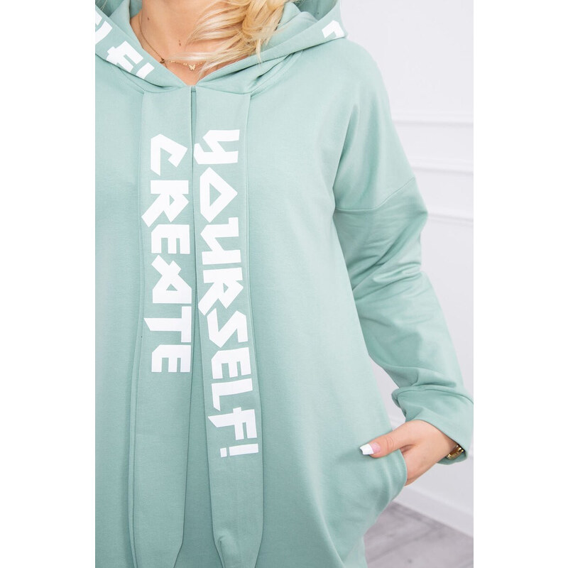 K-Fashion Oversize šaty s kapucňou tmavo mätové 49758990