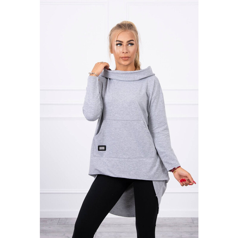 K-Fashion Mikina s kapucňou s dlhým chrbtom šedá 44559518