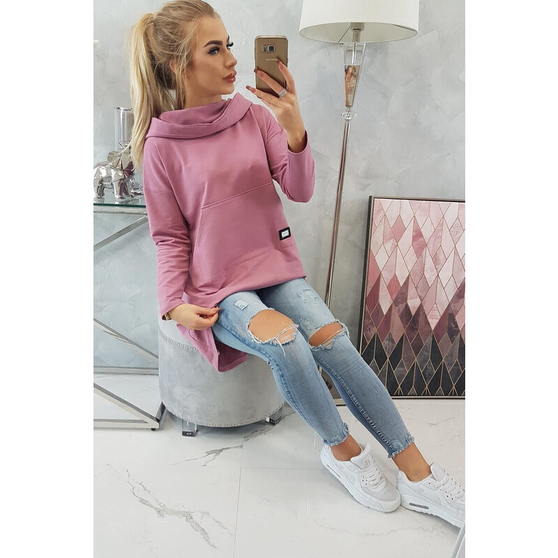 K-Fashion Mikina s kapucňou s dlhým chrbtom tmavo ružová 44559638