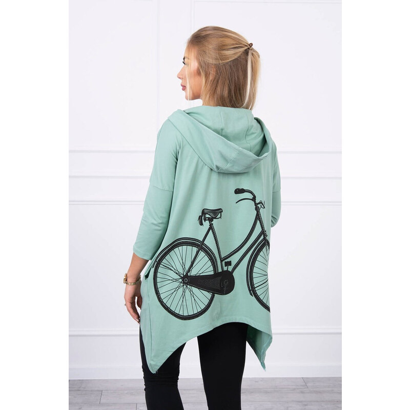 K-Fashion Mikina s potlačou kolesa tmavo mätová 44559719