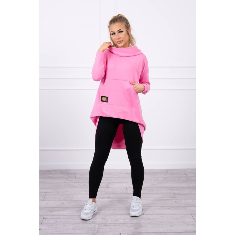K-Fashion Mikina s kapucňou s dlhým chrbtom ružová 44559882