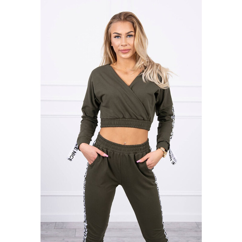 K-Fashion Súprava s ozdobnými khaki stuhami 49759074