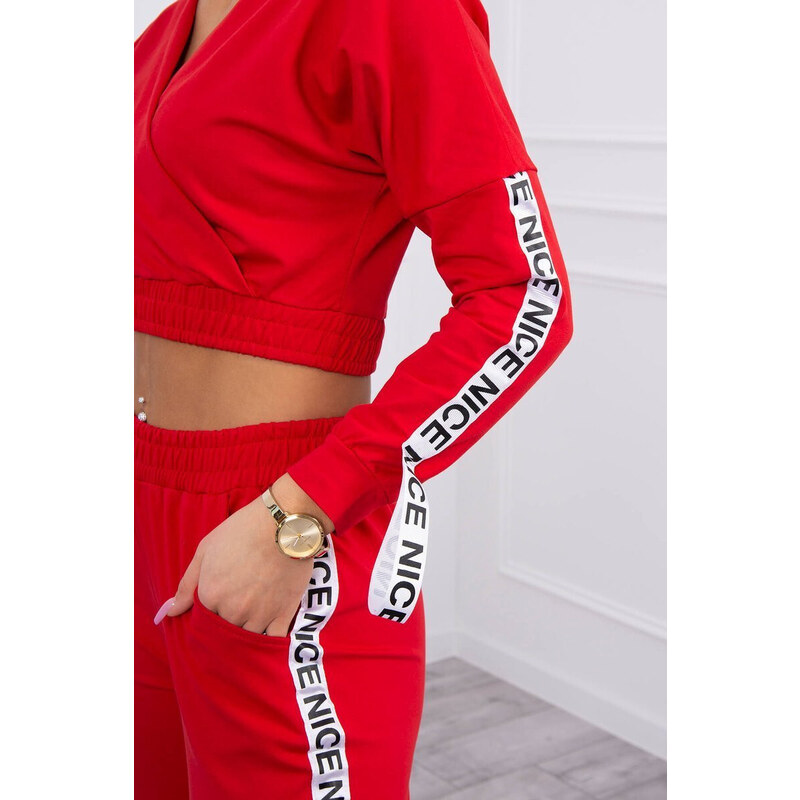K-Fashion Súprava s ozdobnými pásikmi červená 44559789