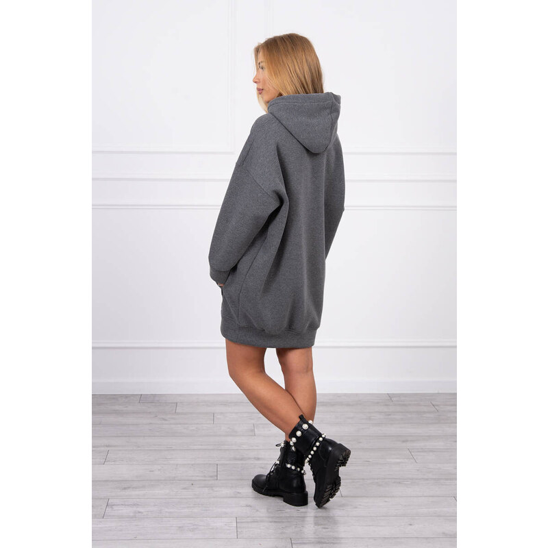 K-Fashion Zateplená mikina s vyšitým nápisom oversize graphite 44560044