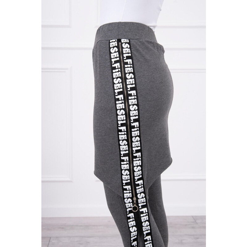 K-Fashion Nohavice/oblek s nápisom selfie graphite 44559065