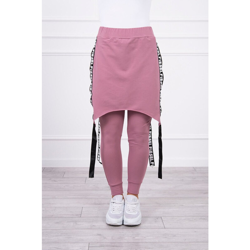 K-Fashion Nohavice/oblek s nápisom selfie tmavo ružové 44559971