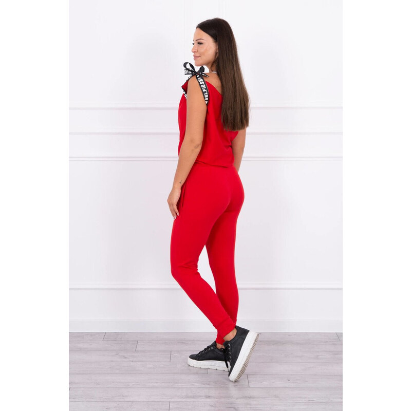 K-Fashion Nohavice/oblek s nápisom selfie red 44559067