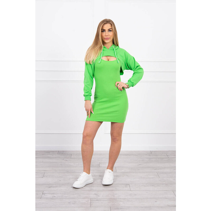 K-Fashion Šaty s mikinou zelené neónové 49759529
