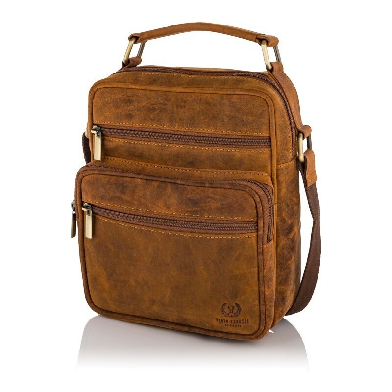 PAOLO PERUZZI Pánska kožená taška cez rameno Vintage | hnedá T-28-HBR 34727059
