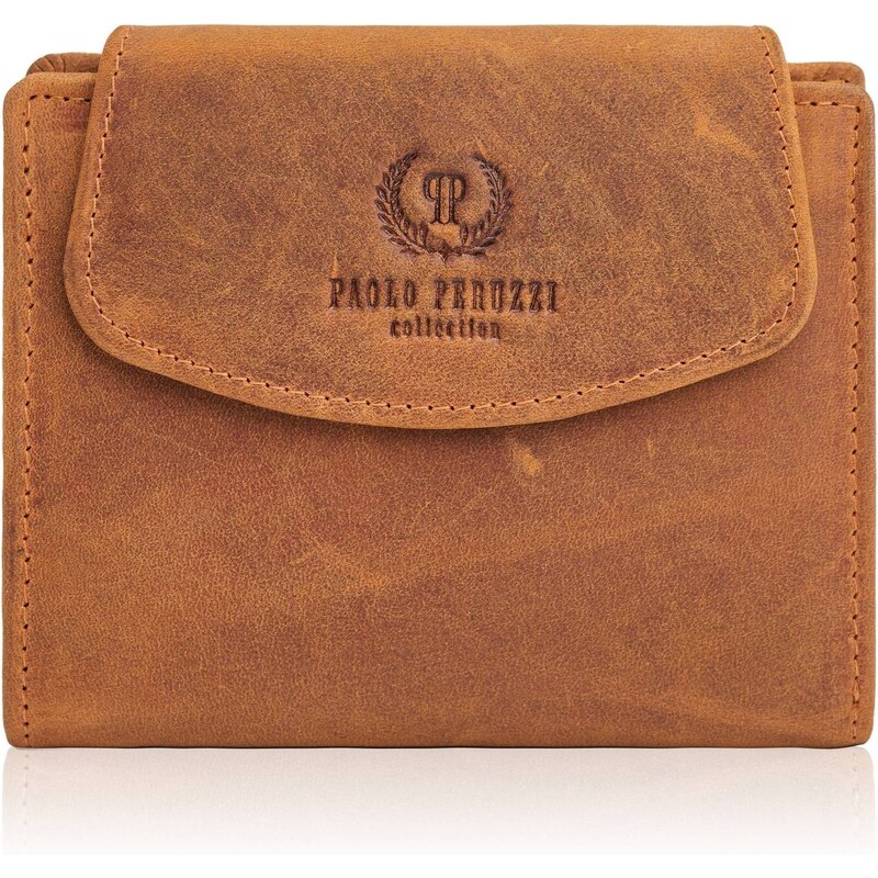 PAOLO PERUZZI Dámska kožená peňaženka s RFID | oranžová T-12-OR 34727093