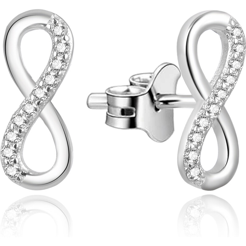 Beneto Jemné strieborné náušnice so zirkónmi Nekonečno AGUP2062 66593744