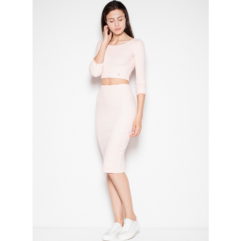 E-shop VENATON Dámsky set top so širokým výstrihom + sukne VT032 Pink