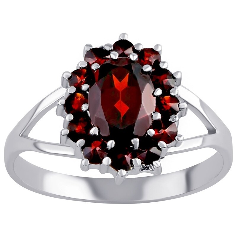 Ligot Strieborný elegantný prsteň - granát 60491135