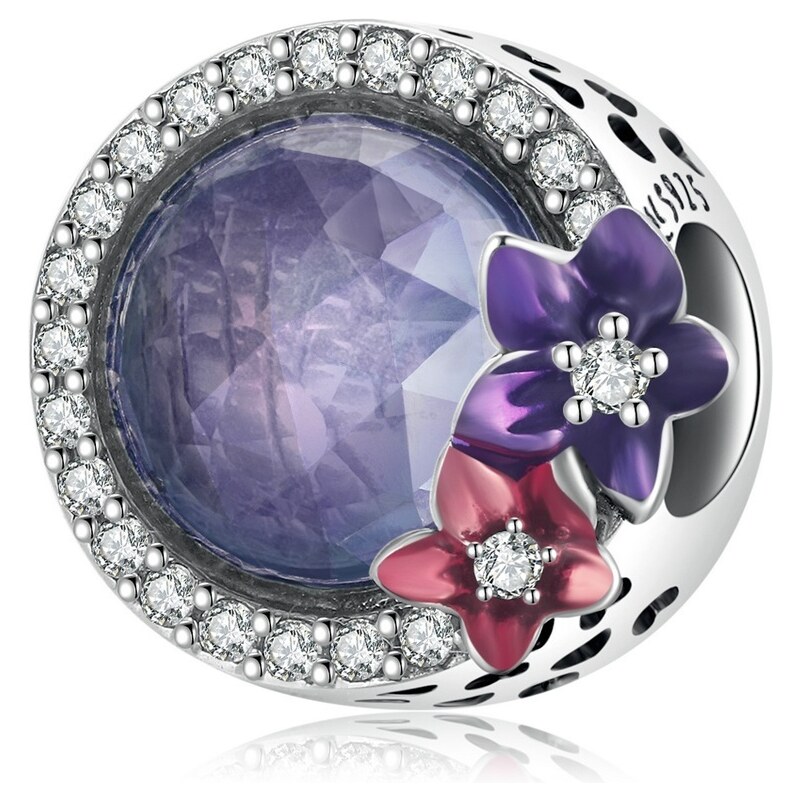 Royal Fashion strieborný prívesok Fialové brúsené sklo 55431559