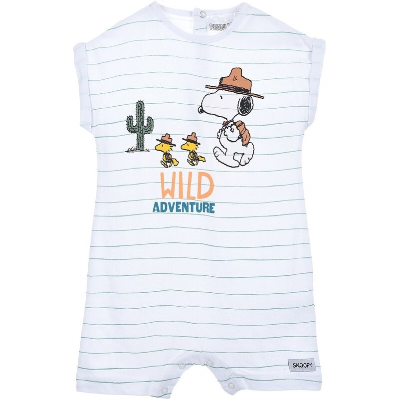 BASIC Biely chlapčenský krátky overal Peanuts 34754285