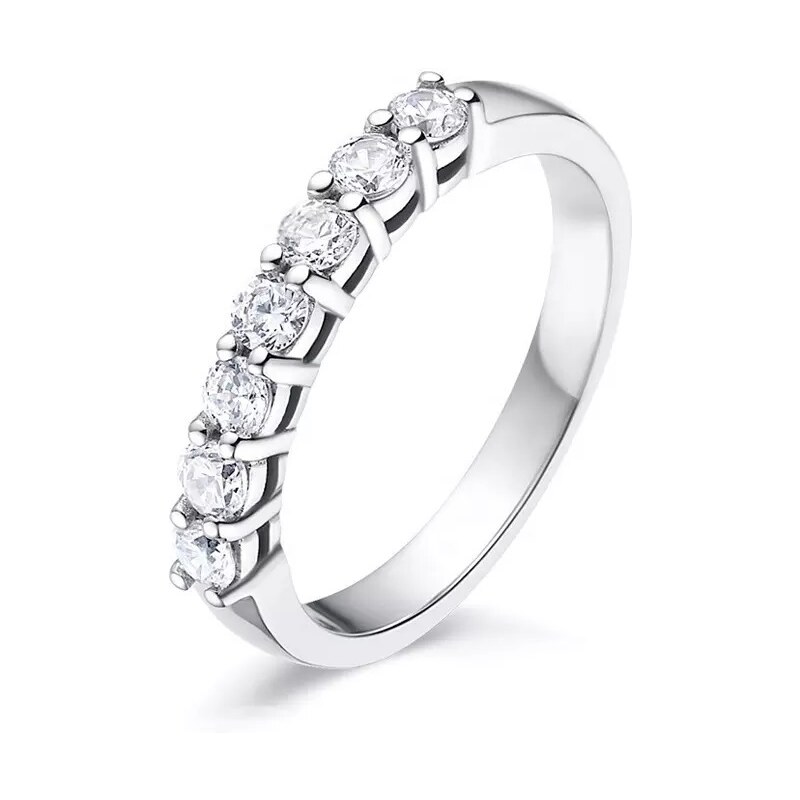 Royal Fashion strieborný rhodiovaný prsteň s drahokamami moissanity 41336151