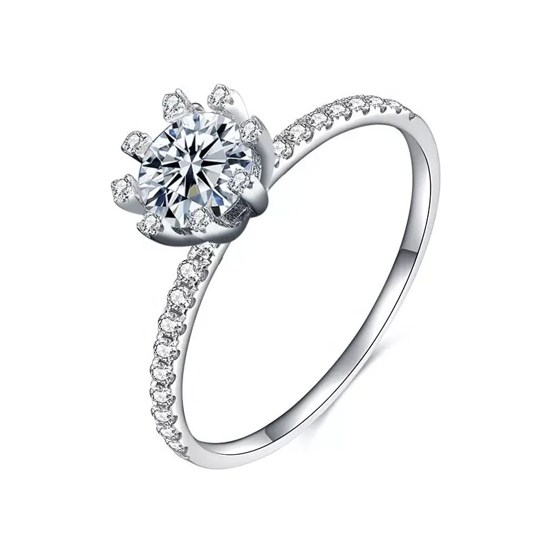 Royal Fashion strieborný rhodiovaný prsteň s drahokamom moissanitom 41336939