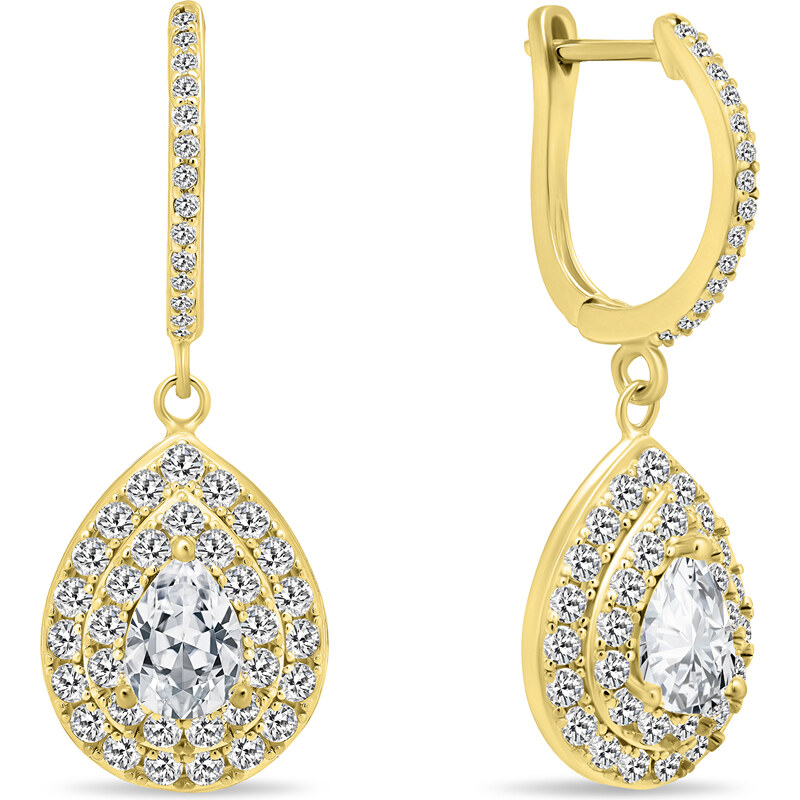 Brilio Silver Luxusné pozlátené náušnice so zirkónmi EA488Y 66582711