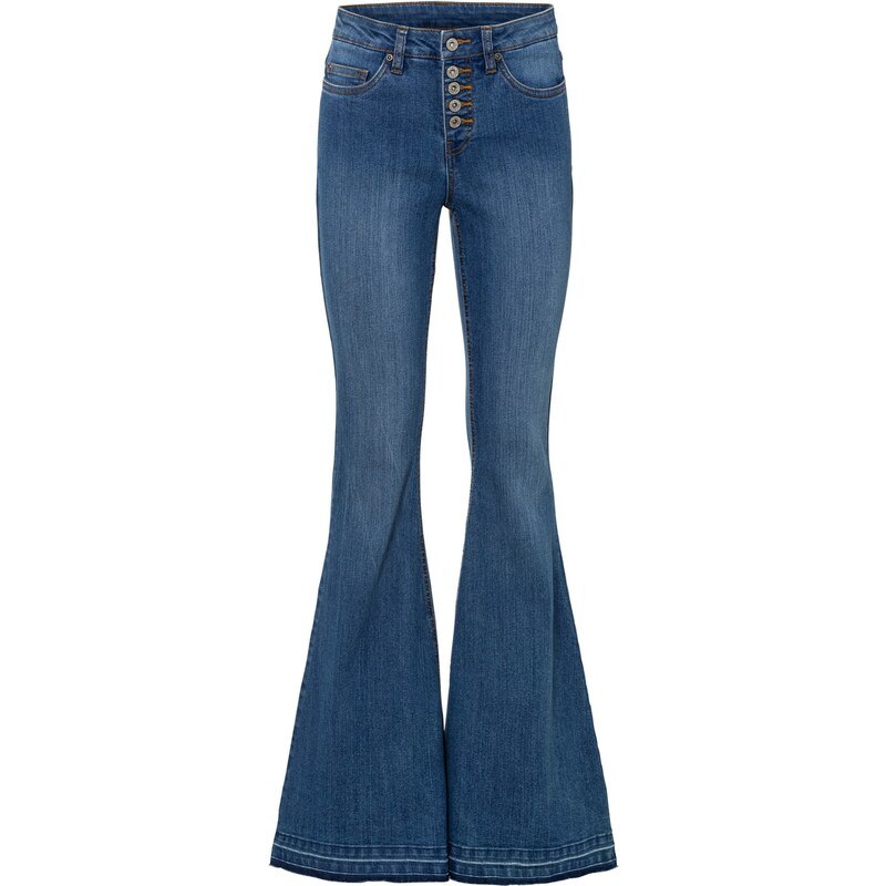 bonprix Zvonové džínsy s otvorenými zakončeniami, farba modrá, rozm. 40