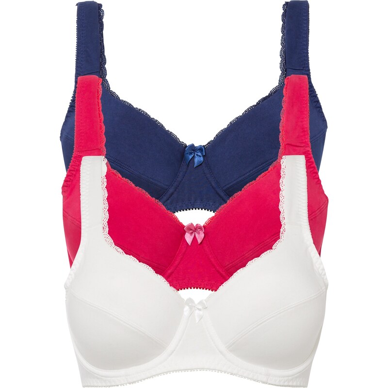 bonprix Podprsenka s kosticami, s bio bavlnou (3 ks), farba fialová 44792489