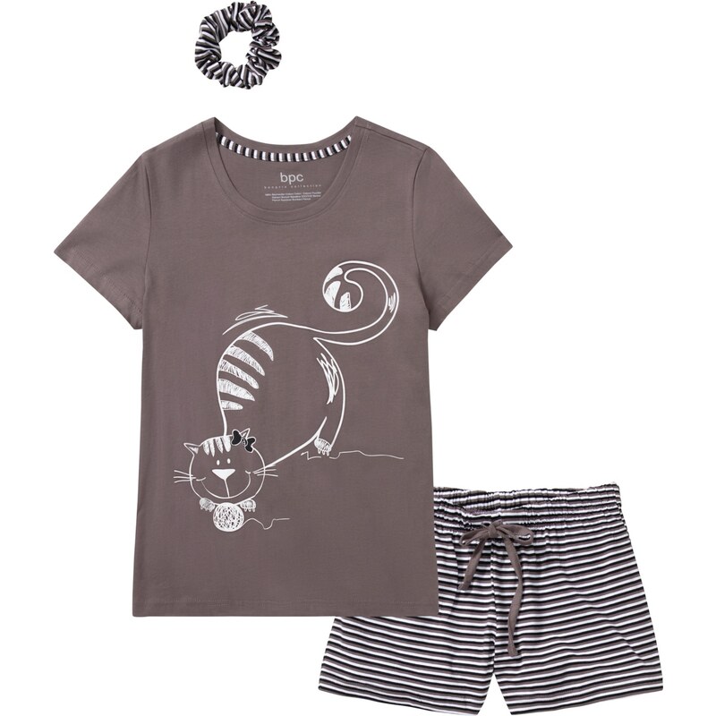 bonprix Krátke pyžamo s gumičkou do vlasov, farba fialová 45033198