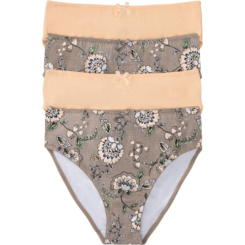 bonprix Maxi nohavičky (4 ks) s bio bavlnou, farba hnedá 44792562