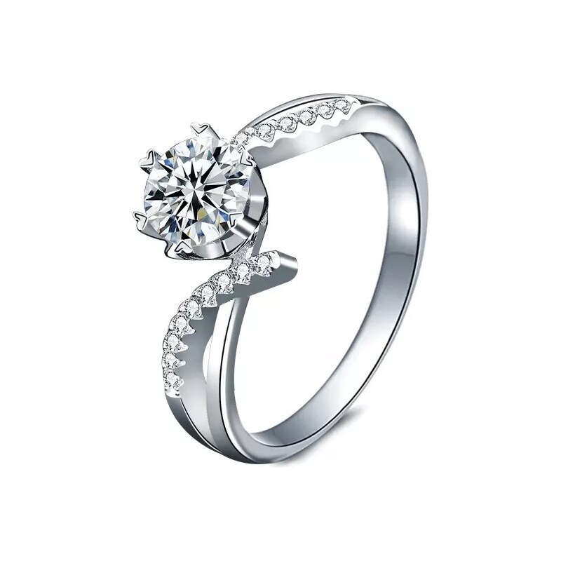 Royal Fashion strieborný rhodiovaný prsteň s drahokamom moissanitom 41336933