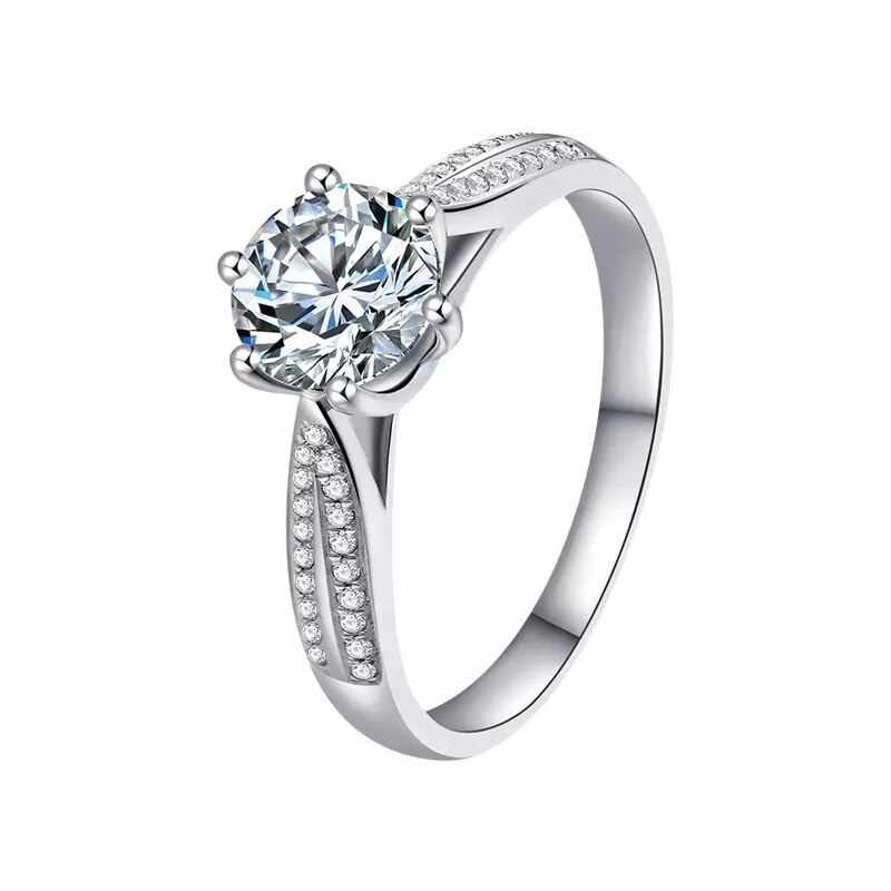 Royal Fashion strieborný rhodiovaný prsteň s drahokamom moissanitom 41336936