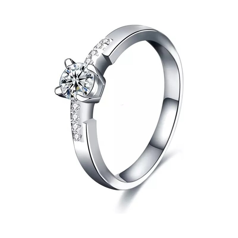 Royal Fashion strieborný rhodiovaný prsteň s drahokamom moissanitom 41336935