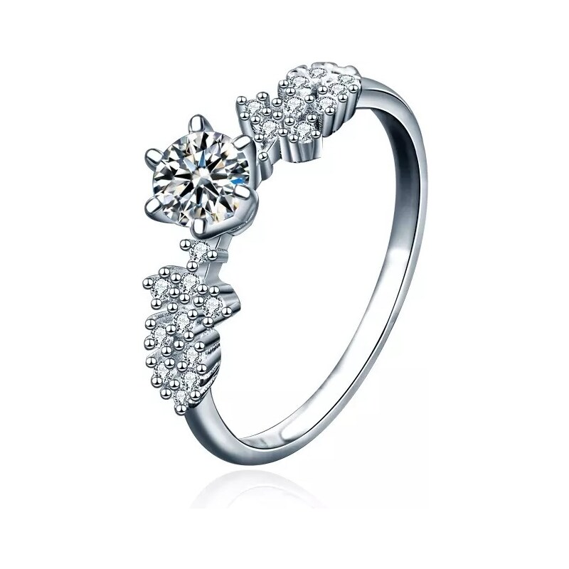 Royal Fashion strieborný rhodiovaný prsteň s drahokamom moissanitom 41336150