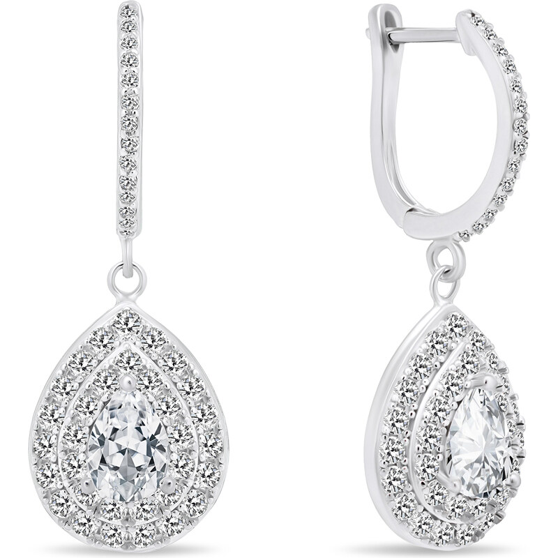 Brilio Silver Luxusné strieborné náušnice so zirkónmi EA488W 66581592