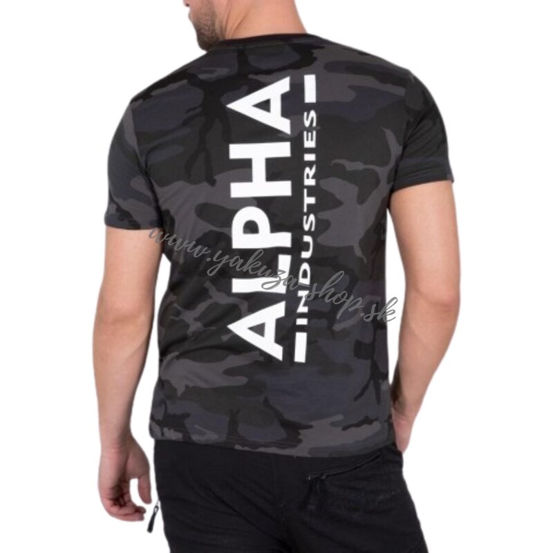 Alpha Industries BACKPRINT T blackcamo tričko pánske