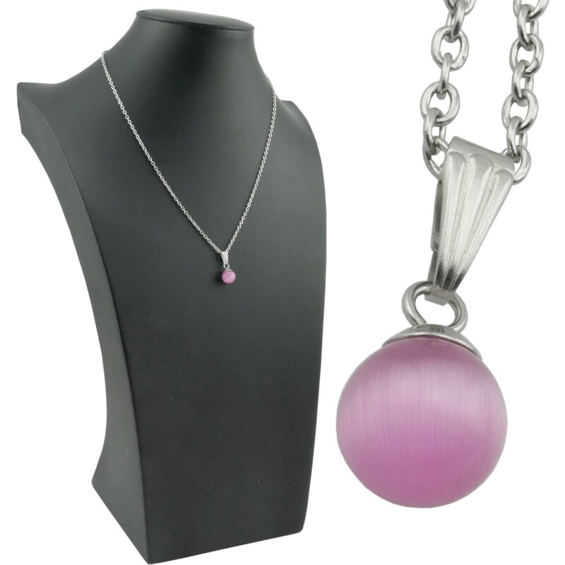 CITY STORM Retiazka s korálkou z mačacieho oka v ružovom prevedení 66889158