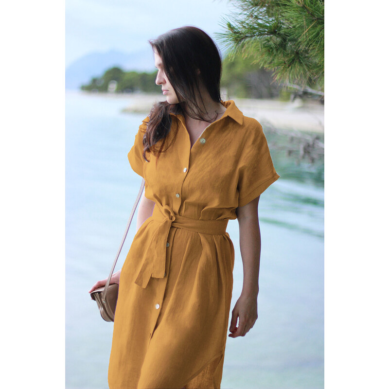 Košeľové šaty Lotika zo 100 % ľanu 46155926