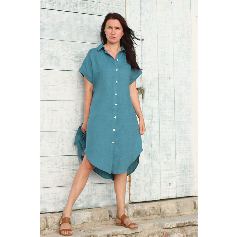 Košeľové šaty Lotika zo 100 % ľanu 41316583