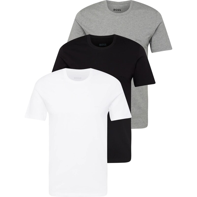 BOSS Black Tričko 'Classic' sivá melírovaná / čierna / biela