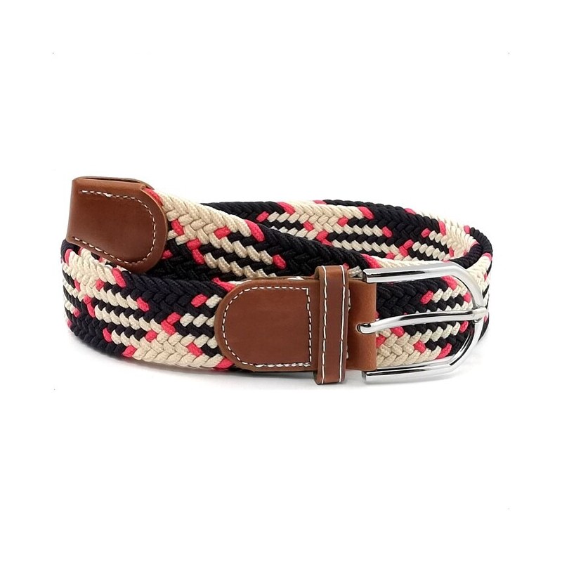 E-shop UNISEX elastický opasok BEARIL, čierno-béžovo-koralová