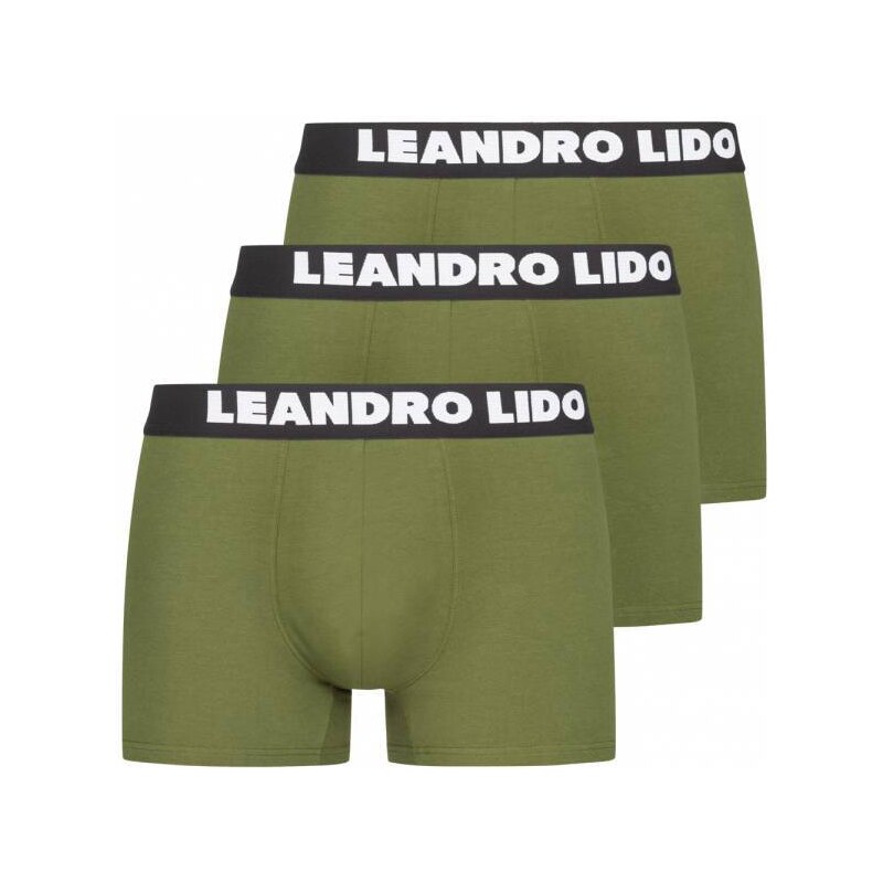 LEANDRO LIDO Pánske Boxerky 3Pack Zelené Zelená L 34882332
