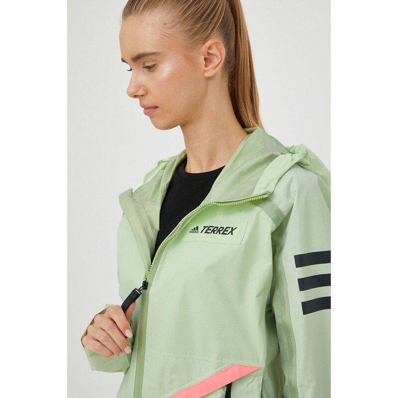 Nepremokavá bunda adidas TERREX Utilitas dámska, zelená farba, zimná
