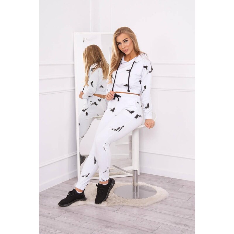 MladaModa Tepláková súprava s potlačou pištolí model 9244 biela 23211218