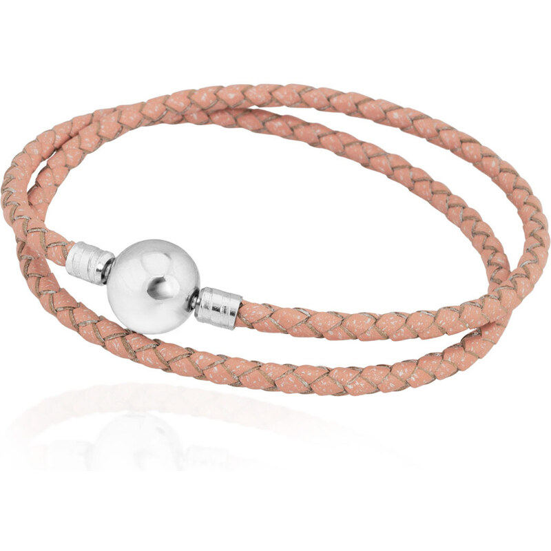 Lindas Jewelry Kožený náramok Dvojitý Svetlo Ružový Chirurgická oceľ 34907943